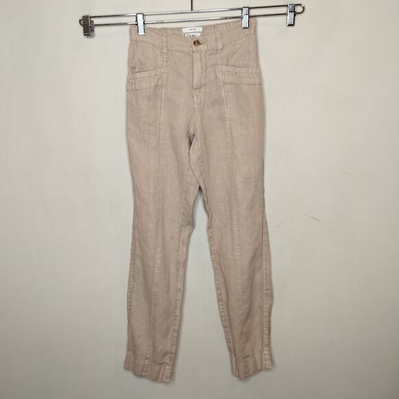 Nicole Miller Womens Linen Jogger Pants Elastic Waist Tapered - Picture 1 of 8